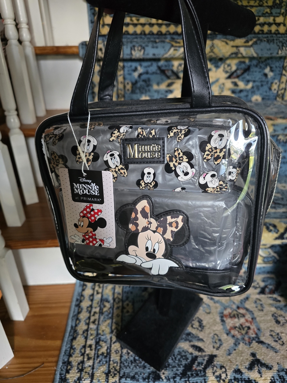 Disney Minnie Mouse Clear Tote Bag - Black with Leopard Print Accents
